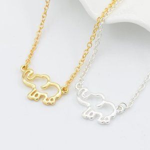 Minimal style gold silver elephant necklace with adjustable chain as a gift for